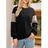 image:imageDokotoo Oversized Crewneck Sweatshirt for Women Long Sleeve Soft Knit Tops Striped Contrast Tunic Shirts Fall Winter ClothesBlack