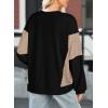 image:imageDokotoo Oversized Crewneck Sweatshirt for Women Long Sleeve Soft Knit Tops Striped Contrast Tunic Shirts Fall Winter ClothesBlack
