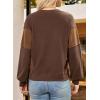 image:imageDokotoo Oversized Crewneck Sweatshirt for Women Long Sleeve Soft Knit Tops Striped Contrast Tunic Shirts Fall Winter ClothesChocolate Brown