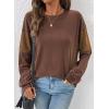 image:imageDokotoo Oversized Crewneck Sweatshirt for Women Long Sleeve Soft Knit Tops Striped Contrast Tunic Shirts Fall Winter ClothesChocolate Brown