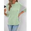 image:imageDokotoo Oversized Crewneck Sweatshirt for Women Long Sleeve Soft Knit Tops Striped Contrast Tunic Shirts Fall Winter ClothesGreen