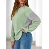 image:imageDokotoo Oversized Crewneck Sweatshirt for Women Long Sleeve Soft Knit Tops Striped Contrast Tunic Shirts Fall Winter ClothesGreen