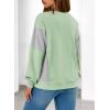 image:imageDokotoo Oversized Crewneck Sweatshirt for Women Long Sleeve Soft Knit Tops Striped Contrast Tunic Shirts Fall Winter ClothesGreen