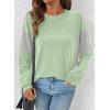 image:imageDokotoo Oversized Crewneck Sweatshirt for Women Long Sleeve Soft Knit Tops Striped Contrast Tunic Shirts Fall Winter ClothesGreen