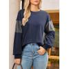 image:imageDokotoo Oversized Crewneck Sweatshirt for Women Long Sleeve Soft Knit Tops Striped Contrast Tunic Shirts Fall Winter ClothesNavy Blue