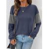 image:imageDokotoo Oversized Crewneck Sweatshirt for Women Long Sleeve Soft Knit Tops Striped Contrast Tunic Shirts Fall Winter ClothesNavy Blue