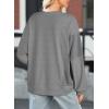 image:imageDokotoo Oversized Crewneck Sweatshirt for Women Long Sleeve Soft Knit Tops Striped Contrast Tunic Shirts Fall Winter ClothesNavy Grey
