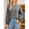 image:imageDokotoo Oversized Crewneck Sweatshirt for Women Long Sleeve Soft Knit Tops Striped Contrast Tunic Shirts Fall Winter ClothesNavy Grey