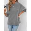 image:imageDokotoo Oversized Crewneck Sweatshirt for Women Long Sleeve Soft Knit Tops Striped Contrast Tunic Shirts Fall Winter ClothesNavy Grey
