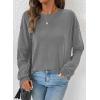 image:imageDokotoo Oversized Crewneck Sweatshirt for Women Long Sleeve Soft Knit Tops Striped Contrast Tunic Shirts Fall Winter ClothesNavy Grey