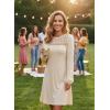 image:imageDokotoo Spring Dresses for Women 2026 Crochet Lace Neck Long Sleeve A Line Shift Dress Flowy Swing Mini DressApricot