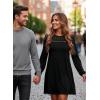 image:imageDokotoo Spring Dresses for Women 2026 Crochet Lace Neck Long Sleeve A Line Shift Dress Flowy Swing Mini DressBlack
