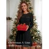 image:imageDokotoo Spring Dresses for Women 2026 Crochet Lace Neck Long Sleeve A Line Shift Dress Flowy Swing Mini DressBlack