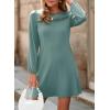 image:imageDokotoo Spring Dresses for Women 2026 Crochet Lace Neck Long Sleeve A Line Shift Dress Flowy Swing Mini DressCanton