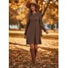 image:imageDokotoo Spring Dresses for Women 2026 Crochet Lace Neck Long Sleeve A Line Shift Dress Flowy Swing Mini DressCoffee