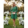 image:imageDokotoo Spring Dresses for Women 2026 Crochet Lace Neck Long Sleeve A Line Shift Dress Flowy Swing Mini DressKelly Green