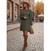 image:imageDokotoo Spring Dresses for Women 2026 Crochet Lace Neck Long Sleeve A Line Shift Dress Flowy Swing Mini DressMoss Green
