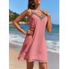 image:imageDokotoo Summer Dresses for Women 2026 Beach Vacation Sundress V Neck Embroidered Spaghetti Strap Beach Cover UpBlossom Pink