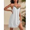 image:imageDokotoo Summer Dresses for Women 2026 Beach Vacation Sundress V Neck Embroidered Spaghetti Strap Beach Cover UpCoconut Milkwhite