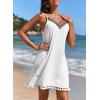 image:imageDokotoo Summer Dresses for Women 2026 Beach Vacation Sundress V Neck Embroidered Spaghetti Strap Beach Cover UpCoconut Milkwhite