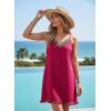 image:imageDokotoo Summer Dresses for Women 2026 Beach Vacation Sundress V Neck Embroidered Spaghetti Strap Beach Cover UpTropical Red