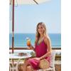 image:imageDokotoo Summer Dresses for Women 2026 Beach Vacation Sundress V Neck Embroidered Spaghetti Strap Beach Cover UpTropical Red