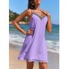 image:imageDokotoo Summer Dresses for Women 2026 Beach Vacation Sundress V Neck Embroidered Spaghetti Strap Beach Cover UpWisteria Purple