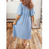image:imageDokotoo Summer Dresses for Women 2026 Casual Dresses V Neck Puff Sleeve Empire Waist ALine Maxi DressBeau Blue