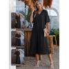 image:imageDokotoo Summer Dresses for Women 2026 Casual Dresses V Neck Puff Sleeve Empire Waist ALine Maxi DressBlack