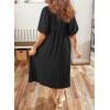 image:imageDokotoo Summer Dresses for Women 2026 Casual Dresses V Neck Puff Sleeve Empire Waist ALine Maxi DressBlack