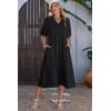 image:imageDokotoo Summer Dresses for Women 2026 Casual Dresses V Neck Puff Sleeve Empire Waist ALine Maxi DressBlack