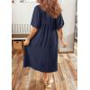 image:imageDokotoo Summer Dresses for Women 2026 Casual Dresses V Neck Puff Sleeve Empire Waist ALine Maxi DressNavy Blue