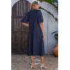image:imageDokotoo Summer Dresses for Women 2026 Casual Dresses V Neck Puff Sleeve Empire Waist ALine Maxi DressNavy Blue