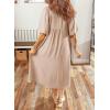 image:imageDokotoo Summer Dresses for Women 2026 Casual Dresses V Neck Puff Sleeve Empire Waist ALine Maxi DressOatmeal
