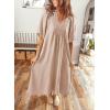 image:imageDokotoo Summer Dresses for Women 2026 Casual Dresses V Neck Puff Sleeve Empire Waist ALine Maxi DressOatmeal