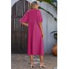 image:imageDokotoo Summer Dresses for Women 2026 Casual Dresses V Neck Puff Sleeve Empire Waist ALine Maxi DressRose Red