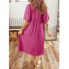 image:imageDokotoo Summer Dresses for Women 2026 Casual Dresses V Neck Puff Sleeve Empire Waist ALine Maxi DressRose Red