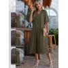 image:imageDokotoo Summer Dresses for Women 2026 Casual Dresses V Neck Puff Sleeve Empire Waist ALine Maxi DressVineyard Green