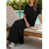 image:imageDokotoo Summer Dresses for Women 2026 Casual Maxi Dress V Neck Cap Sleeve Long Sundress with Pockets Beach VacationBlack