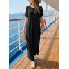 image:imageDokotoo Summer Dresses for Women 2026 Casual Maxi Dress V Neck Cap Sleeve Long Sundress with Pockets Beach VacationBlack