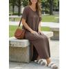 image:imageDokotoo Summer Dresses for Women 2026 Casual Maxi Dress V Neck Cap Sleeve Long Sundress with Pockets Beach VacationChicory Coffee
