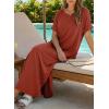 image:imageDokotoo Summer Dresses for Women 2026 Casual Maxi Dress V Neck Cap Sleeve Long Sundress with Pockets Beach VacationClay