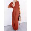 image:imageDokotoo Summer Dresses for Women 2026 Casual Maxi Dress V Neck Cap Sleeve Long Sundress with Pockets Beach VacationClay