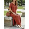 image:imageDokotoo Summer Dresses for Women 2026 Casual Maxi Dress V Neck Cap Sleeve Long Sundress with Pockets Beach VacationClay