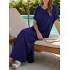 image:imageDokotoo Summer Dresses for Women 2026 Casual Maxi Dress V Neck Cap Sleeve Long Sundress with Pockets Beach VacationDark Blue