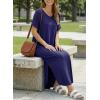 image:imageDokotoo Summer Dresses for Women 2026 Casual Maxi Dress V Neck Cap Sleeve Long Sundress with Pockets Beach VacationDark Blue