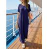 image:imageDokotoo Summer Dresses for Women 2026 Casual Maxi Dress V Neck Cap Sleeve Long Sundress with Pockets Beach VacationDark Blue
