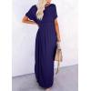 image:imageDokotoo Summer Dresses for Women 2026 Casual Maxi Dress V Neck Cap Sleeve Long Sundress with Pockets Beach VacationDark Blue