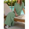 image:imageDokotoo Summer Dresses for Women 2026 Casual Maxi Dress V Neck Cap Sleeve Long Sundress with Pockets Beach VacationGrass Green