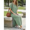 image:imageDokotoo Summer Dresses for Women 2026 Casual Maxi Dress V Neck Cap Sleeve Long Sundress with Pockets Beach VacationGrass Green